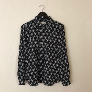 LOFT Polyester Button-down Shirt with Squirrels